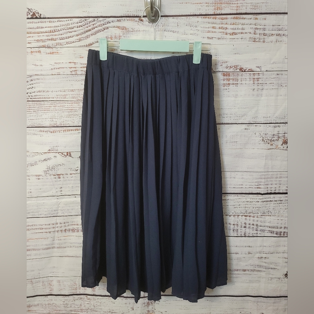 Cynthia rowley S2 Pleated Navy Blue Midi Skirt